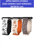 ZETCONCEPT Apple Watch 4 5 6 7 8 9 10 Se 38 40 41mm Kelebek Gül Desenli Kordon Kayış Kaliteli Silikon Bileklik - 5