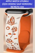ZETCONCEPT Apple Watch 4 5 6 7 8 9 10 Se 38 40 41mm Kelebek Gül Desenli Kordon Kayış Kaliteli Silikon Bileklik - 1