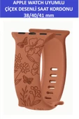 ZETCONCEPT Apple Watch 4 5 6 7 8 9 10 Se 38 40 41mm Floral Çiçek Desenli Kordon Kayış Kaliteli Silikon Bileklik - 2