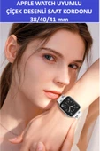 ZETCONCEPT Apple Watch 4 5 6 7 8 9 10 Se 38 40 41mm Çiçek Desenli Kordon Kayış Kaliteli Silikon Bileklik - 5