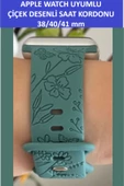 ZETCONCEPT Apple Watch 4 5 6 7 8 9 10 Se 38 40 41mm Çiçek Kelebek Desenli Kordon Kayış Silikon Bileklik - 2