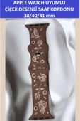 ZETCONCEPT Apple Watch 4 5 6 7 8 9 10 Se 38 40 41mm Kelebek Gül Desenli Kordon Kayış Kaliteli Silikon Bileklik - 2