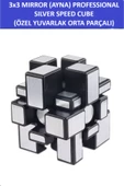 ZETCONCEPT 3X3 SILVER MIRROR YUVARLAK PARÇALI AYNA KÜP -Zeka Küpü - Profesyonel Speed Cube - Sabır Küpü - - 3