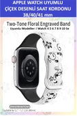 ZETCONCEPT Apple Watch 4 5 6 7 8 9 10 Se 38 40 41mm Çiçek Desenli Kordon Kayış Kaliteli Silikon Bileklik - 2