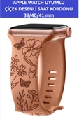 ZETCONCEPT Apple Watch 4 5 6 7 8 9 10 Se 38 40 41mm Floral Çiçek Desenli Kordon Kayış Kaliteli Silikon Bileklik - 1