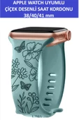 ZETCONCEPT Apple Watch 4 5 6 7 8 9 10 Se  38 40 41mm Çiçek Kelebek Desenli Kordon Kayış Silikon Bileklik - 1