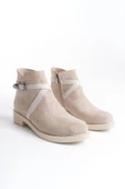 ALMILA Fermuarlı Lastikli Ortopedik Taban Suya ve Soğuğa Dayanıklı Topuklu Süet Kadın Bot TT Ten - 4