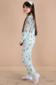 Yeşil Tavşan Baskılı Kız Çocuk Pijama Takımı 20124 - 5