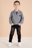 Füme Fermuar Yakalı Sweatshirt ve Jean Pantolonlu Erkek Çocuk Takım 20110 - 1
