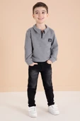 Füme Fermuar Yakalı Sweatshirt ve Jean Pantolonlu Erkek Çocuk Takım 20110 - 3