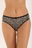6 Adet Likralı Kadın Slip Külot Leopar Siyah Beyaz - 4