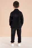 Siyah Düğmeli Jean Ceketli Pantolonlu Erkek Çocuk 3lü Takım 20009 thumbnail 5