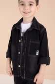 Siyah Düğmeli Jean Ceketli Pantolonlu Erkek Çocuk 3lü Takım 20009 thumbnail 4