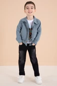 Mavi Jean Ceketli Pantolonlu Erkek Çocuk 3lü Takım 20015 - 1