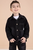 Siyah Düğmeli Jean Ceketli Pantolonlu Erkek Çocuk 3lü Takım 20009 thumbnail 2