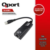 QPORT Q-UGB1 USB3.0 TO 10/100/1000 GB RJ-45 ETHERNET CEVIRICI - 1