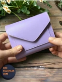 Kadın Fermuarlı çıtçıtlı Bozuk Para Bölmeli Cüzdan Kartlık Aksesuar,yılbaşı Hediyesi LİLA - 1
