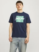 Jack Jones Erkek Pamuklu Lacivert Bisiklet Yaka Tişört 12256774 - 7