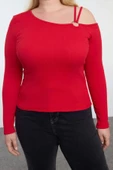 Stil Kadın Kaşkorse Bluz Regular Örme Fitted Kalıp Büyük Beden - 3
