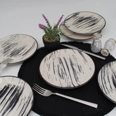 Anka 20 Cm Seramik Pasta Tabağı 6 Adet -  Siyah - 1