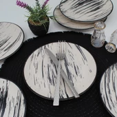 Anka 20 Cm Seramik Pasta Tabağı 6 Adet -  Siyah - 3