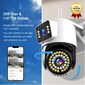 355 Derece Dönebilen Otomatik Takipli Yoosee Uygulamalı Çift Lensli Gece Görüşlü IP Güvenlik Kamerası 2 Antenli thumbnail 2