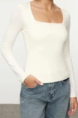 Stil Kadın Pamuklu Fit İnce Bluz Regular Örme Slim Kalıp - 1