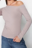 Stil Kadın Büzgülü Fitted Vücuda Oturan Pamuklu Esnek Bluz Regular Örme Slim Kalıp Düşük Kol - 1