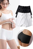 4 Adet Kadın Dikişsiz Görünmez İz Yapmaz Mini Şort Boxer Siyah Beyaz thumbnail 1