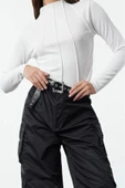 Stil Kadın Fitted Fermuarlı Biye Detaylı Fitilli Esnek Bluz Standart Örme Regular Kalıp Reglan Kol - 1