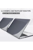 Apple Macbook Air 13.6'' M2-m3 Çip 2022/2024 A2681 A3113 Uyumlu Simli Şeffaf Koruyucu Kapak Parlak  Siyah Şeffaf - 2
