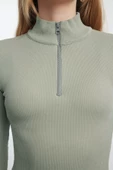 Stil Kadın Fitted vücuda Oturan Esnek Bluz Regular Örme Slim Kalıp - 5