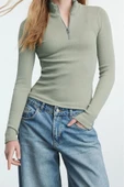 Stil Kadın Fitted vücuda Oturan Esnek Bluz Regular Örme Slim Kalıp - 2