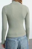 Stil Kadın Fitted vücuda Oturan Esnek Bluz Regular Örme Slim Kalıp - 4