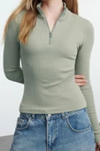 Stil Kadın Fitted vücuda Oturan Esnek Bluz Regular Örme Slim Kalıp - 1