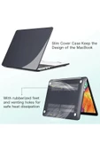 Apple Macbook Air 13.6'' M2-m3 Çip 2022/2024 A2681 A3113 Uyumlu Simli Şeffaf Koruyucu Kapak Parlak  Siyah Şeffaf - 4