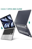 Apple Macbook Air 13.6'' M2-m3 Çip 2022/2024 A2681 A3113 Uyumlu Simli Şeffaf Koruyucu Kapak Parlak  Siyah Şeffaf - 3