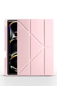 Ipad Pro 11 Inç 2024 M4 Kılıf Kalem Şarj Bölmeli Stadlı Uyku Modlu Arkası Silikon Akıllı Case  Pembe - 1
