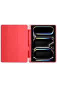 Ipad Pro 11 Inç 2024 M4 Kılıf Kalem Şarj Bölmeli Stadlı Uyku Modlu Arkası Silikon Akıllı Case  Kırmızı - 2
