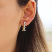 Dikdörtgen Halka Trend Gold Gümüş Küpe thumbnail 1