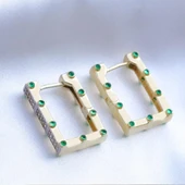 Dikdörtgen Halka Trend Gold Gümüş Küpe thumbnail 4