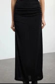 Moda Regular Günlük Maxi Boy Premium Parlak Yüzeyli ve Yumuşak Dokulu Drapeli Maxi Örme Etek - 1
