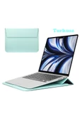 Macbook Pro Air 13 M1-m2 2020/2022 A2179-a2337-a2338-a2251-a2159-a1989-a1708 Deri Mıknatıslı Çanta  Turkuaz - 1