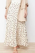Moda Tesettür Regular Puantiyeli Günlük Maxi Boy Astarlı Animal Puantiyeli Piliseli Dokuma Etek - 3
