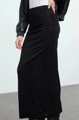 Moda Regular Günlük Maxi Boy Premium Parlak Yüzeyli ve Yumuşak Dokulu Drapeli Maxi Örme Etek - 3