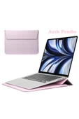 Macbook Pro Air 13 M1-m2 2020/2022 A2179-a2337-a2338-a2251-a2159-a1989-a1708 Deri Mıknatıslı Çanta  Açık Pembe - 1