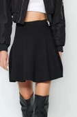 Moda Regular Düz Desen Günlük Mini Boy Esnek Örme Etek - 4