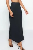 Moda Regular Düz Desen Günlük Maxi Boy Maxi Yüksek Bel Esnek Örme Etek - 3