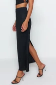 Moda Regular Düz Desen Günlük Maxi Boy Maxi Yüksek Bel Esnek Örme Etek - 2