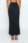 Moda Regular Düz Desen Günlük Maxi Boy Maxi Yüksek Bel Esnek Örme Etek - 5